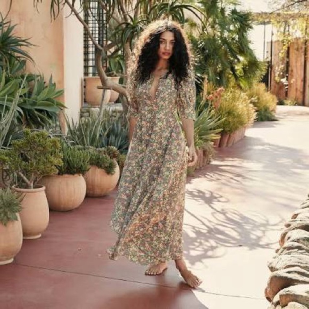 Doen Laurel Dress Green Valley Floral size Medium